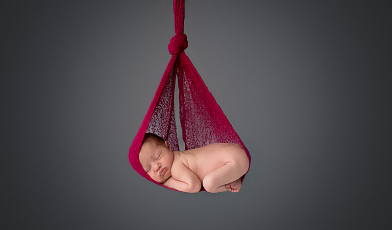 Hanging baby composite image from pittsburgh newborn session
